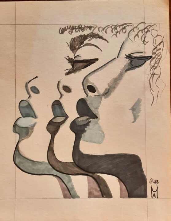 Lo specchio. 绘画, 19.7x15.8 in