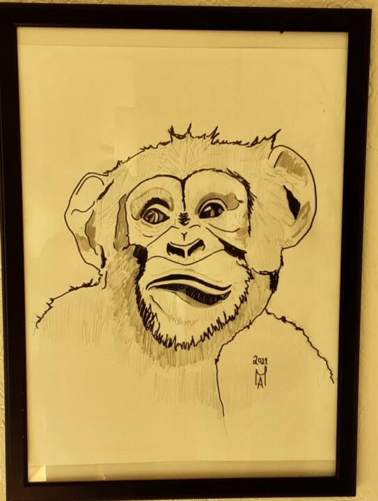Quanto e dolce,lo scimpanze morbidone. 绘画, 25.2x19.7 in
