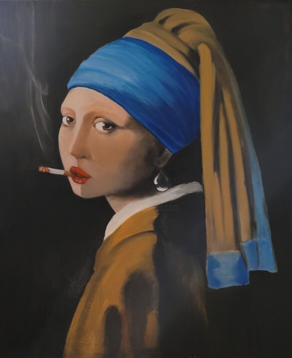 Painting titled "Madchen" by Natia Kanelis, Original Artwork, Oil