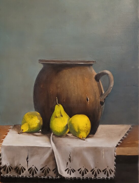 Painting titled "Bierne" by Natia Kanelis, Original Artwork, Oil