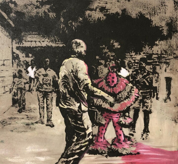 la panthère rouge 绘画, 39.4x39.4 in