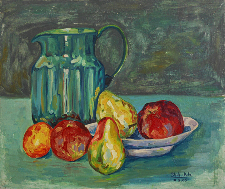 Still life with fruits 绘画, 15.4x17.7 in