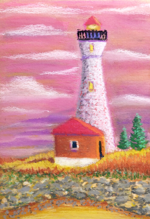 Peinture intitulée "LightHouse by the S…" par Adonis Tukhvatshyn, Œuvre d'art originale, Pastel