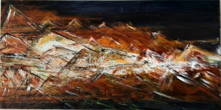 Peinture intitulée "Là Haut" par Jeanne-Marie Delbarre, Œuvre d'art originale, Acrylique Monté sur Châssis en bois