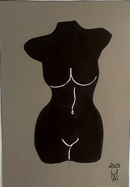 Il Torso femminile. 绘画, 22.4x15.4 in
