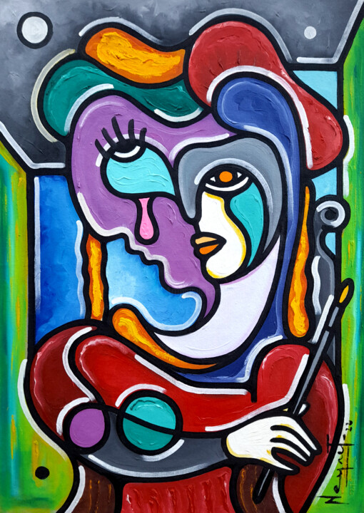 Schilderij getiteld "COSQUILLAS CON UN P…" door Néstor Neyret, Origineel Kunstwerk, Olie