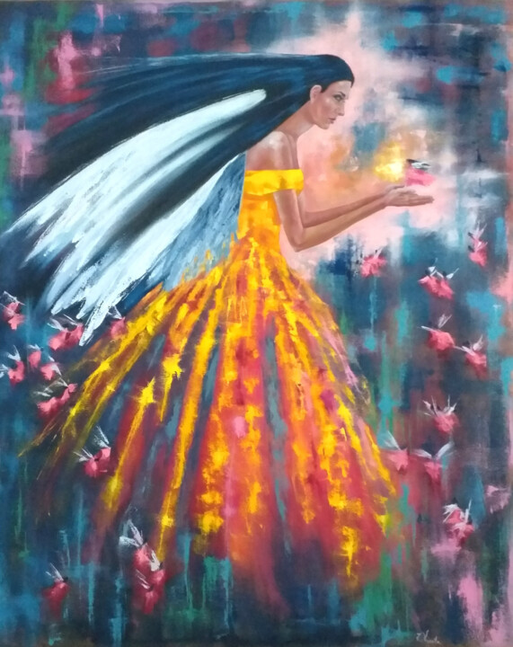 Angel wings. 绘画, 39.4x31.9 in