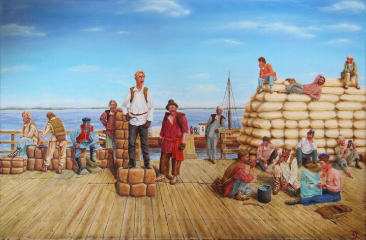 Дубинушка (Юность Шаляпина) 绘画, 15.8x23.6 in