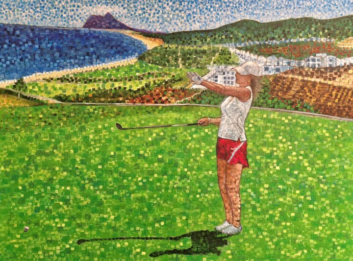 Peinture intitulée "La golfeuse" par Ralph.S, Œuvre d'art originale, Huile