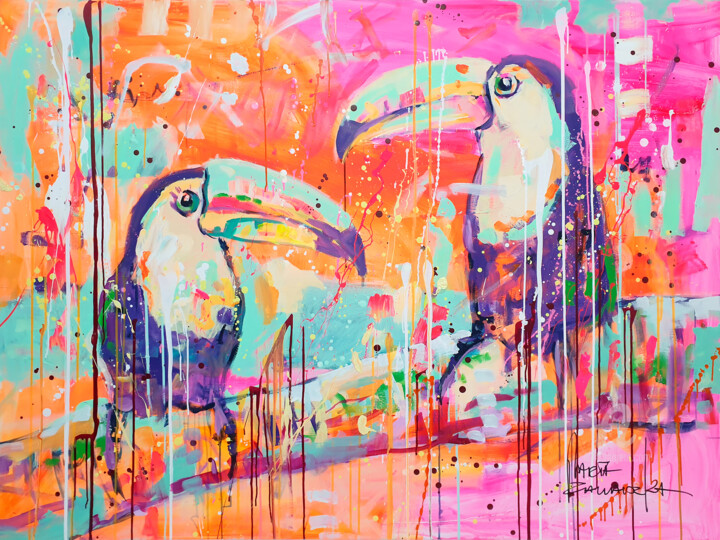 Toucans Painting, 47.2x63 in
