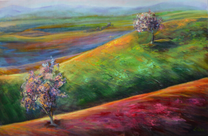 Peinture intitulée "Field, Oil Painting…" par Djamel Eddine Hafis, Œuvre d'art originale, Huile