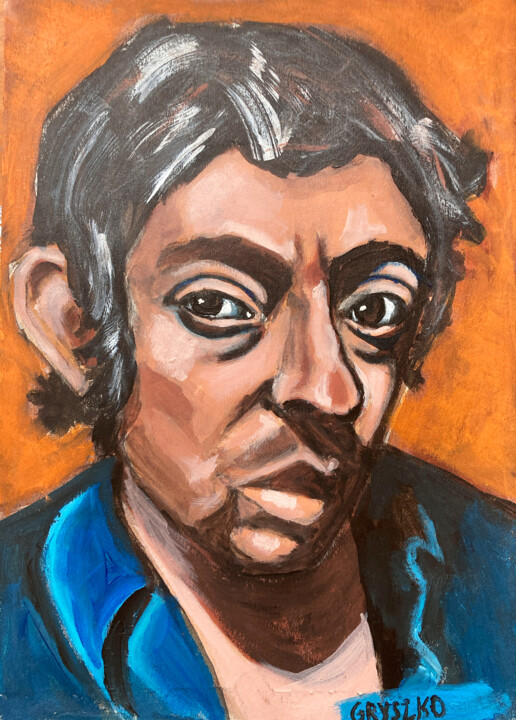 Serge Gainsbourg 绘画, 11.7x8.3 in