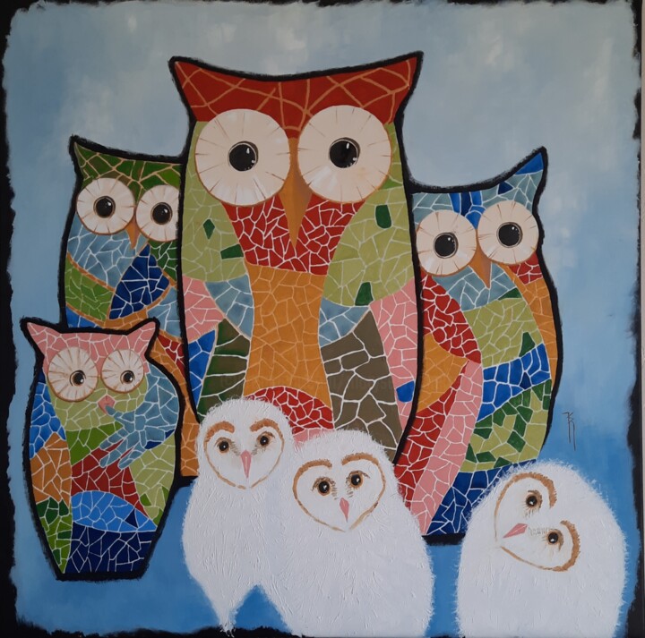 C'est chouette de vous rencontrer! 绘画, 31.5x31.5 in