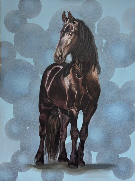 “ Friz atı , blue” 绘画, 31.5x23.6 in