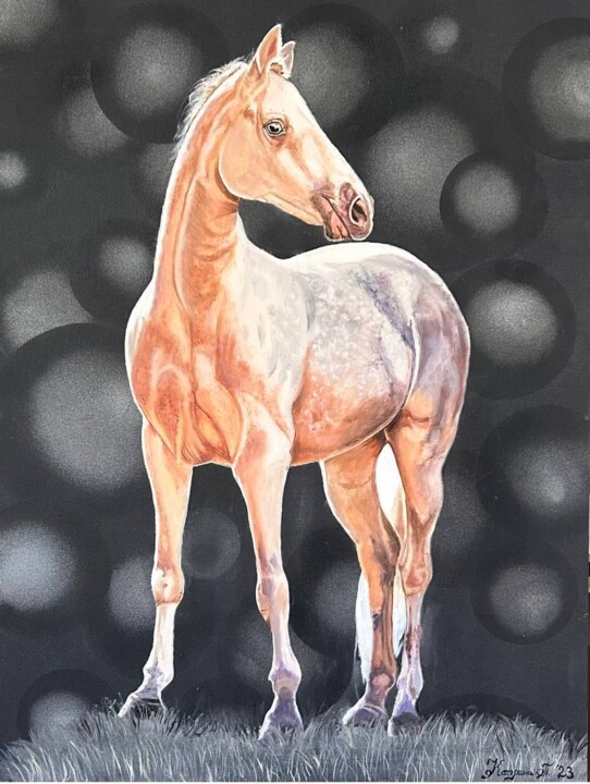 “Akhal theke “ Painting, 31.5x23.6 in