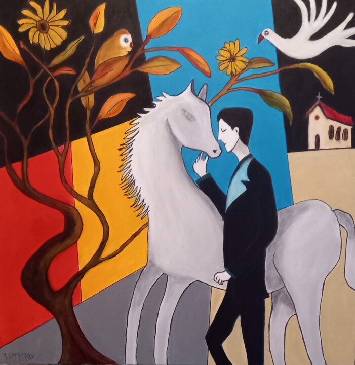 Le Cheval Blanc 绘画, 27.6x27.6 in