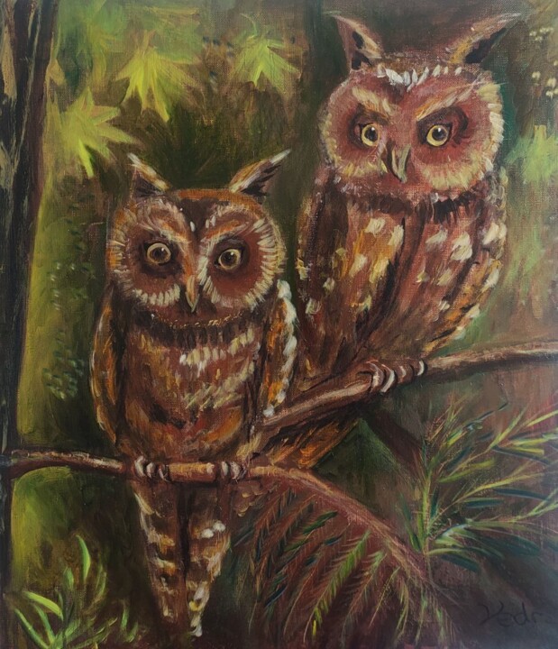 Original Night Owls 绘画, 31.5x27.6 in