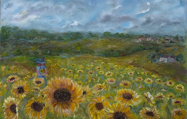 Sunflower field 绘画, 23.6x35.4 in