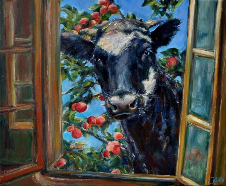 Cow At The Window 绘画, 19.7x23.6 in