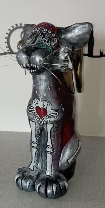Chat mexicain vase 雕塑, 10.6x3.9 in