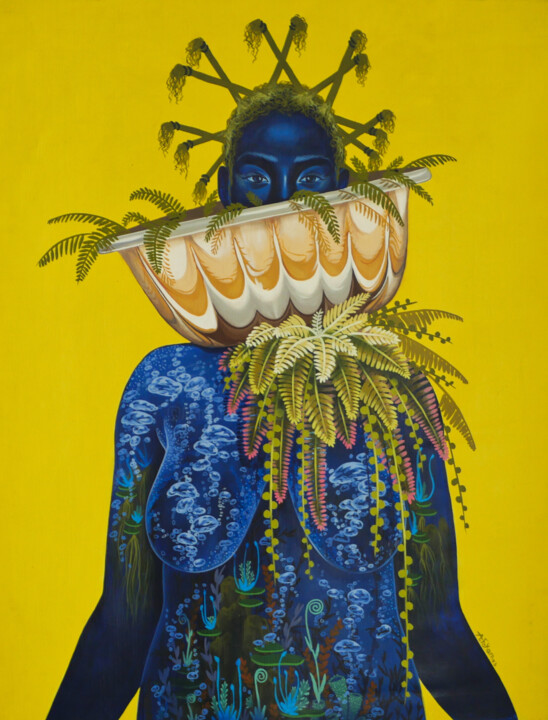 Peinture intitulée "Seule sous l'ombre…" par Arnold Forkam, Œuvre d'art originale, Acrylique Monté sur Châssis en bois