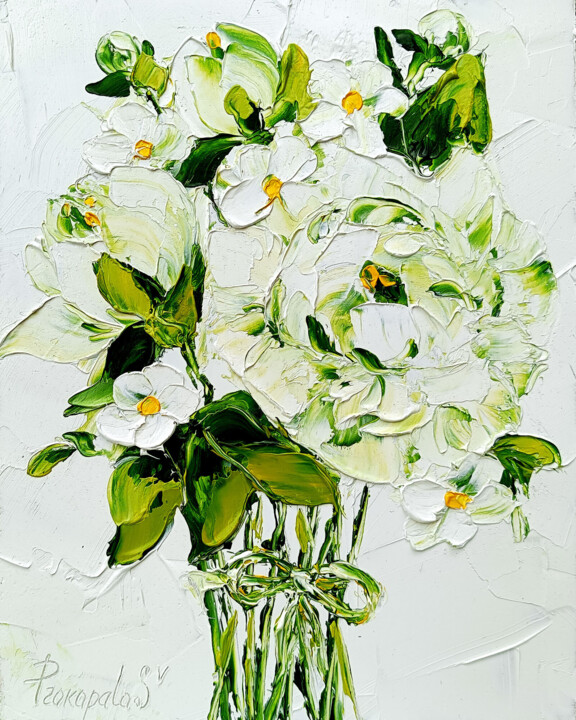 Peony Painting Daisy Original Art 绘画, 10x8 in