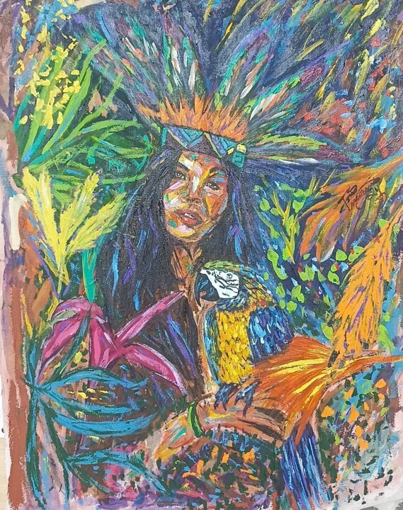 Amazonian woman 绘画, 27.6x19.7 in