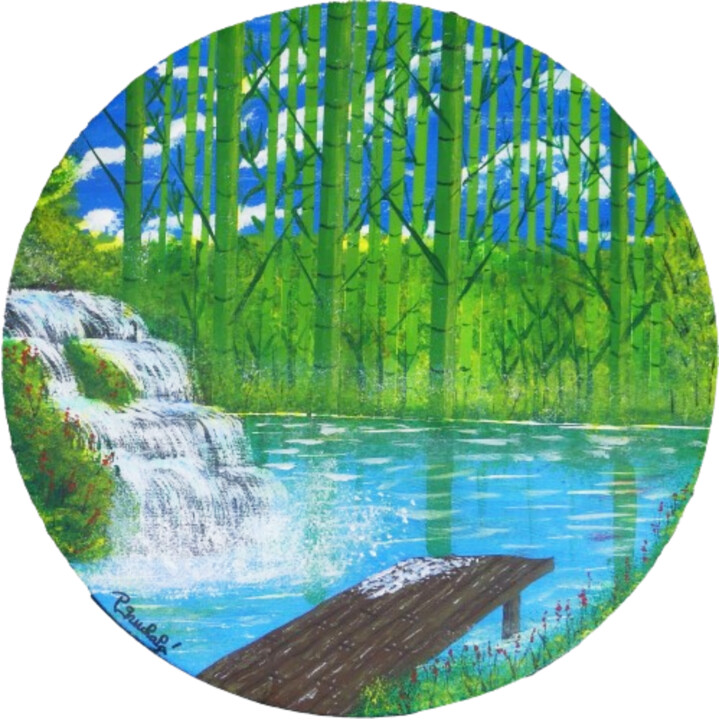 Bambou Painting, 13.4x13.4 in