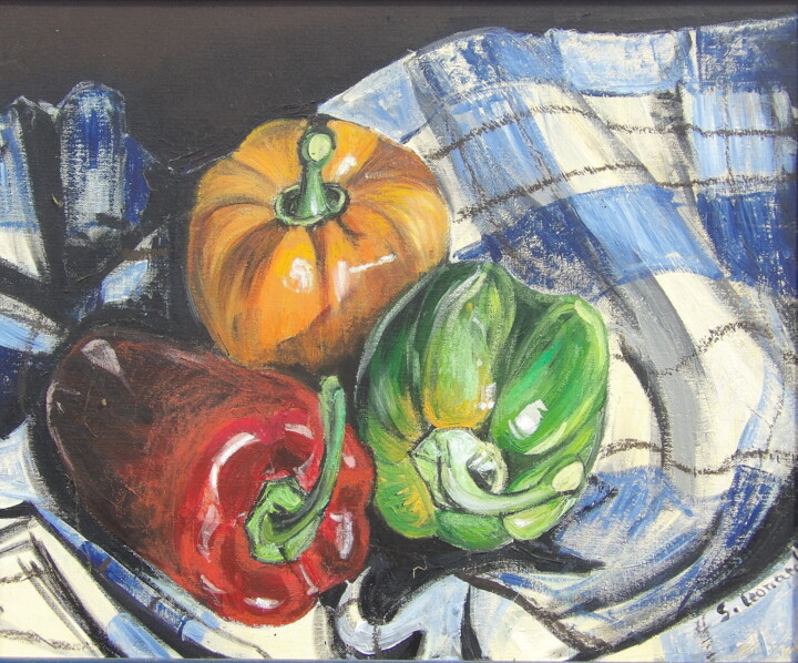 trois doux poivrons 绘画, 15.8x18.3 in