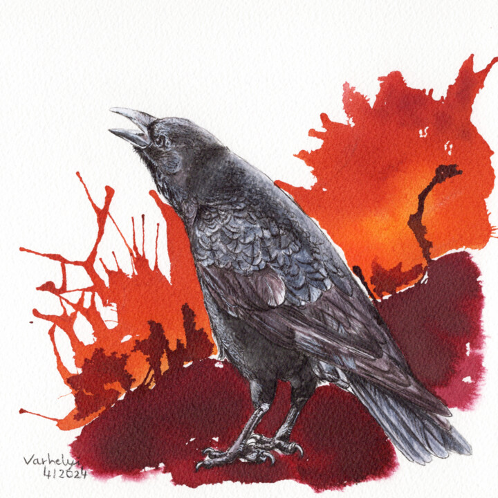 Rabenvogel #28 绘画, 7.9x7.9 in