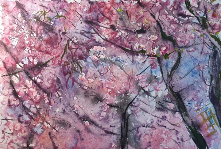 Cherry Blossom in Stockholm Schilderij, 10,2x15,4 in