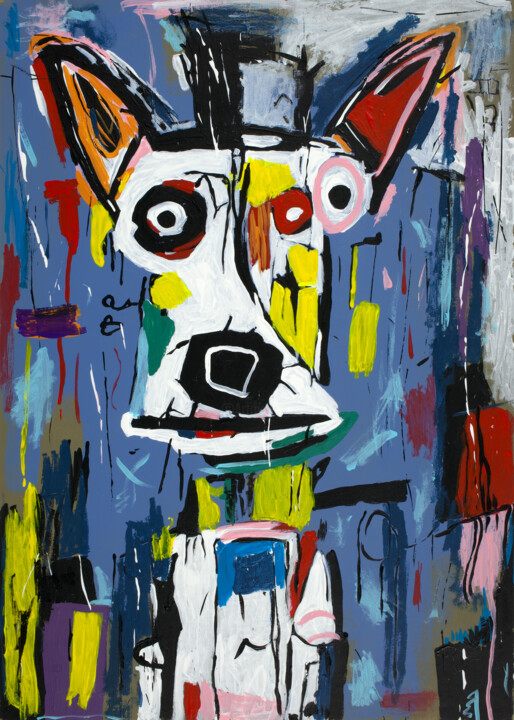 Self-Portrait of Basquiat's Dog I 绘画, 16.5x11.8 in