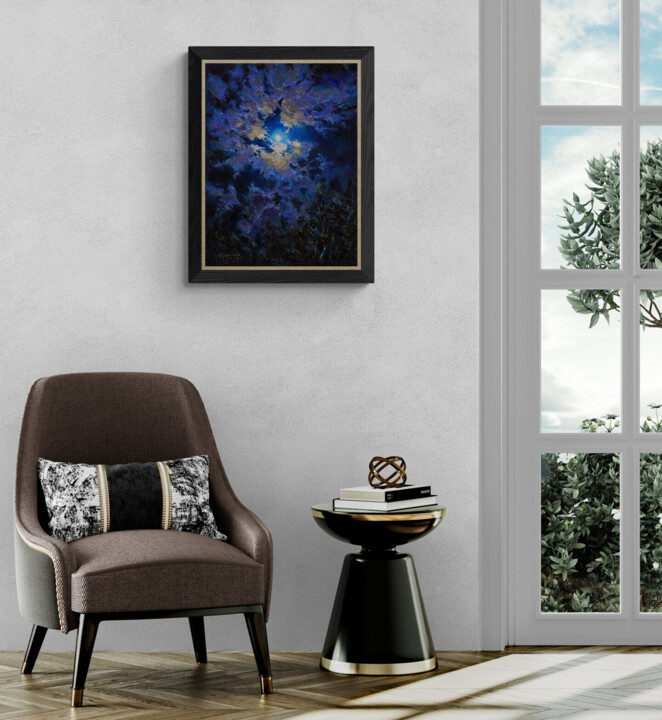 絵画(moonlight ) Lake Junaluska by Moonlight | Original Watercolor Painting