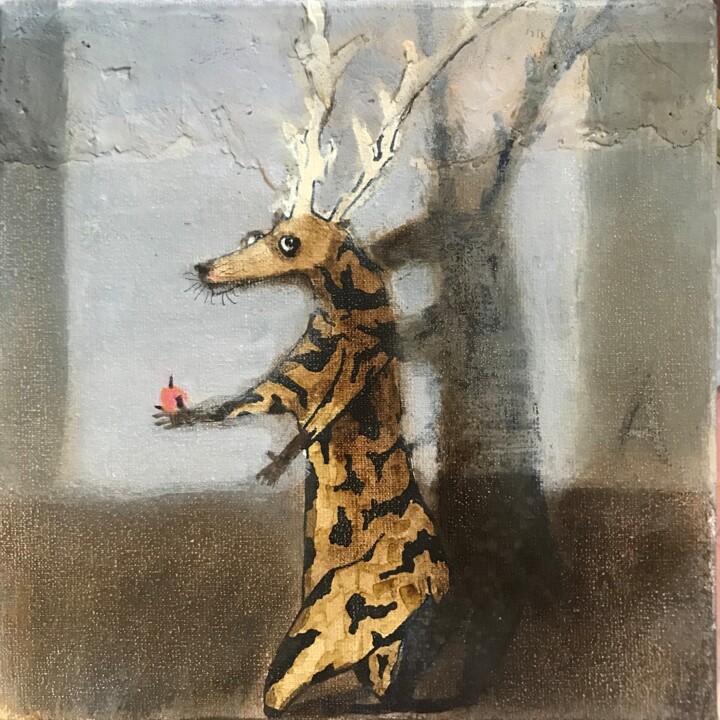 Dear deer 绘画, 7.9x7.9 in