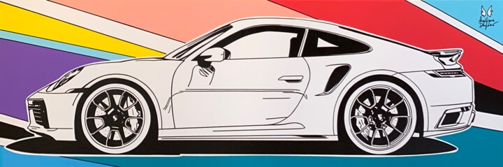 Porsche 911 Turbo S 绘画, 19.7x59.1 in
