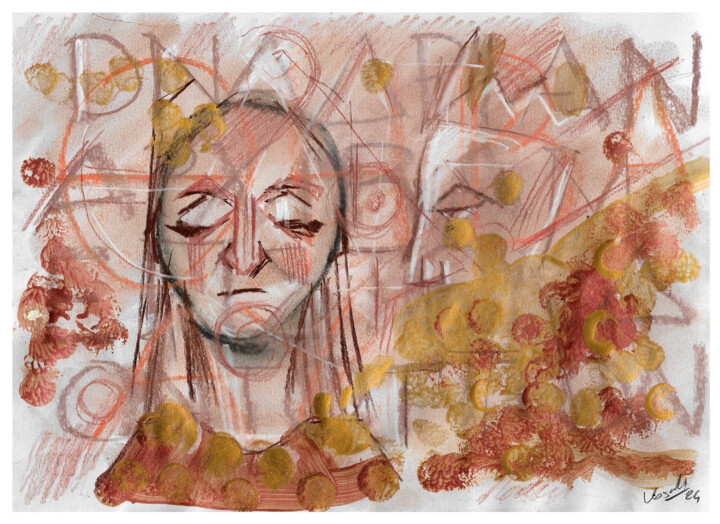 Gold - Faras 3 绘画, 8.3x11.4 in
