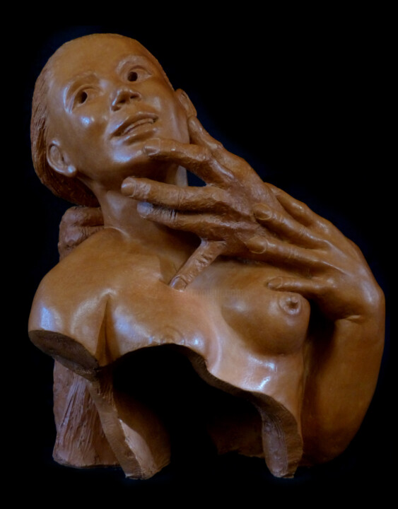 Sculpture titled "Etreinte N°5 (La Di…" by Efka, Original Artwork, Terra cotta