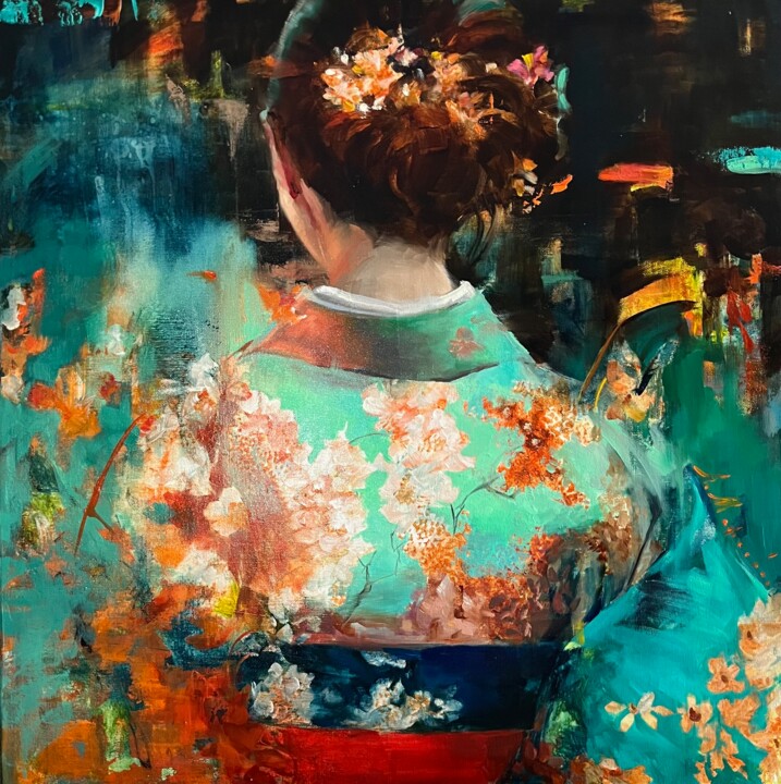 ,,RADIANT GREEN KIMONO" 绘画, 23.6x23.6 in