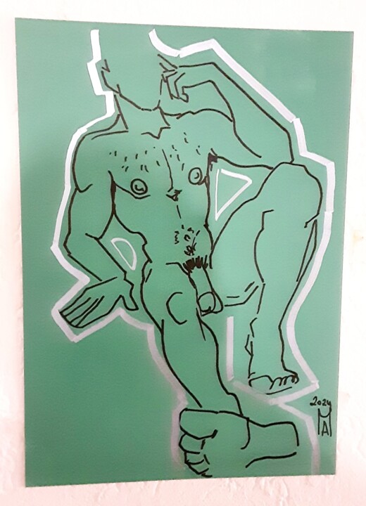 Goliath aspetta Davide. 绘画, 16.5x11.8 in