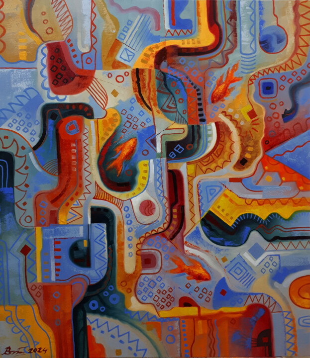 Goldfish labyrinth 绘画, 31.5x27.6 in