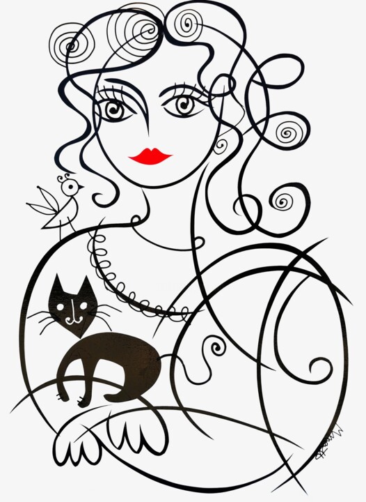 Painting titled "Joconde revisitée" by Muriel Matt, Original Artwork, Acrylic