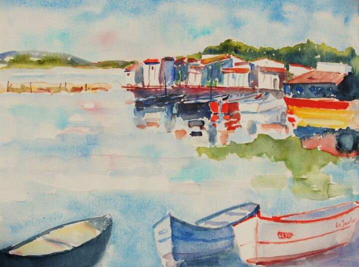 Peinture intitulée "Sète, la Pointe Cou…" par Jean-Noël Le Junter, Œuvre d'art originale, Aquarelle Monté sur Panneau de bois