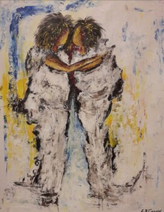 QUELQUE CHOSE A TE DIRE Painting, 27.6x19.7 in