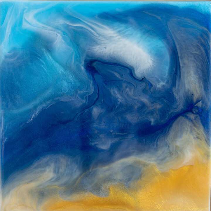 Painting titled "Serene Golven" by Barbara De Kort, Original Artwork, Resin