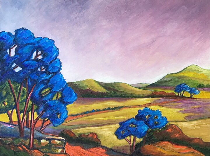 24- vers les Cévennes Painting, 19.7x25.6 in