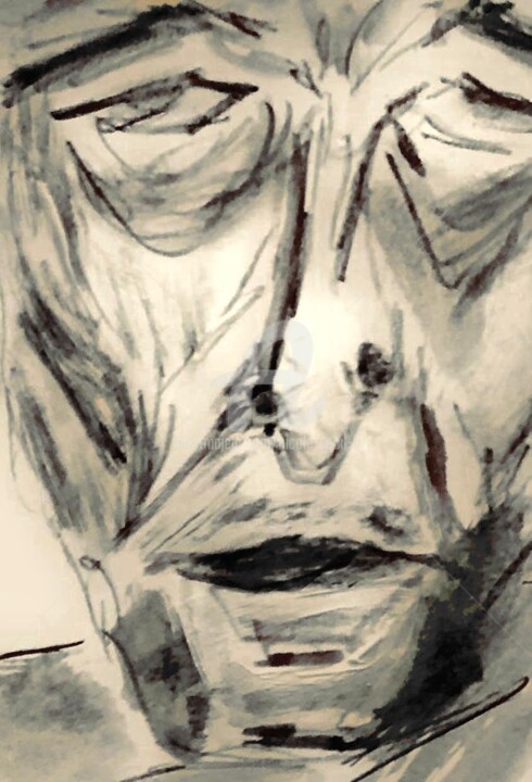 Painting titled "Grinding Teeth" by Nicole Cecil B, Original Artwork, Watercolor