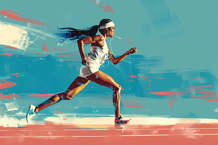 "Sprint to Success: Dynamic Female Runner" 数字艺术