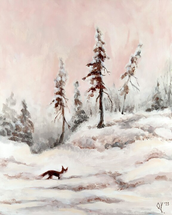 Fairy Winter Forest Schilderij, 19,7x15,8 in
