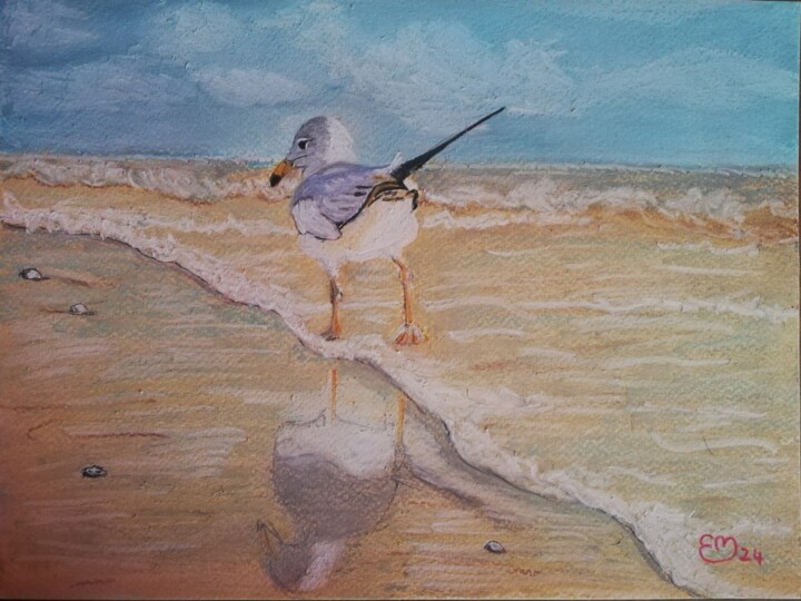 Mouette en quête Drawing, 9x12 in