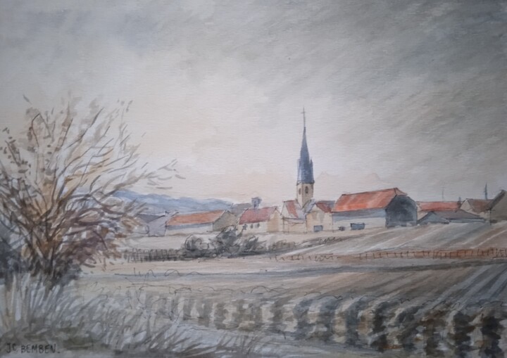 Village du vignoble champenois Disegno, 8,5x11,8 in